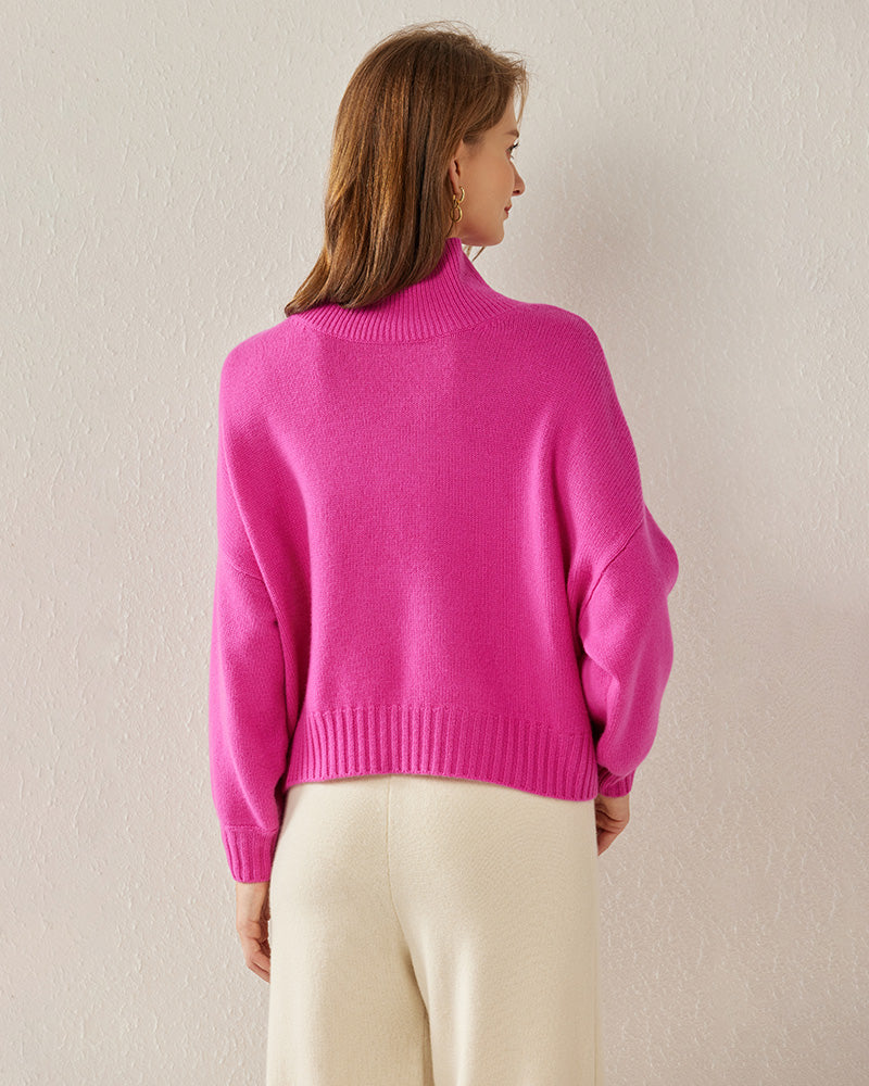 Pull en Cachemire Oversize Col Roulé Luxe