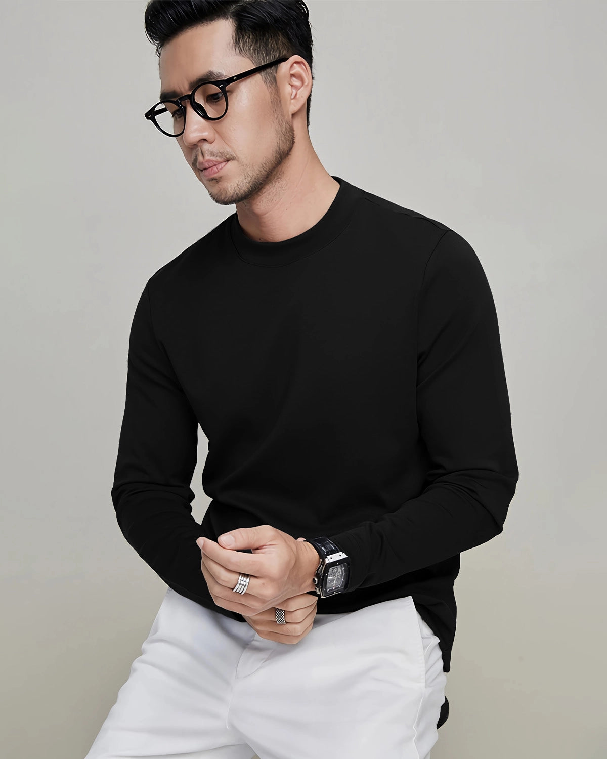 T-shirt Homme Manches Longues en Jersey de Soie