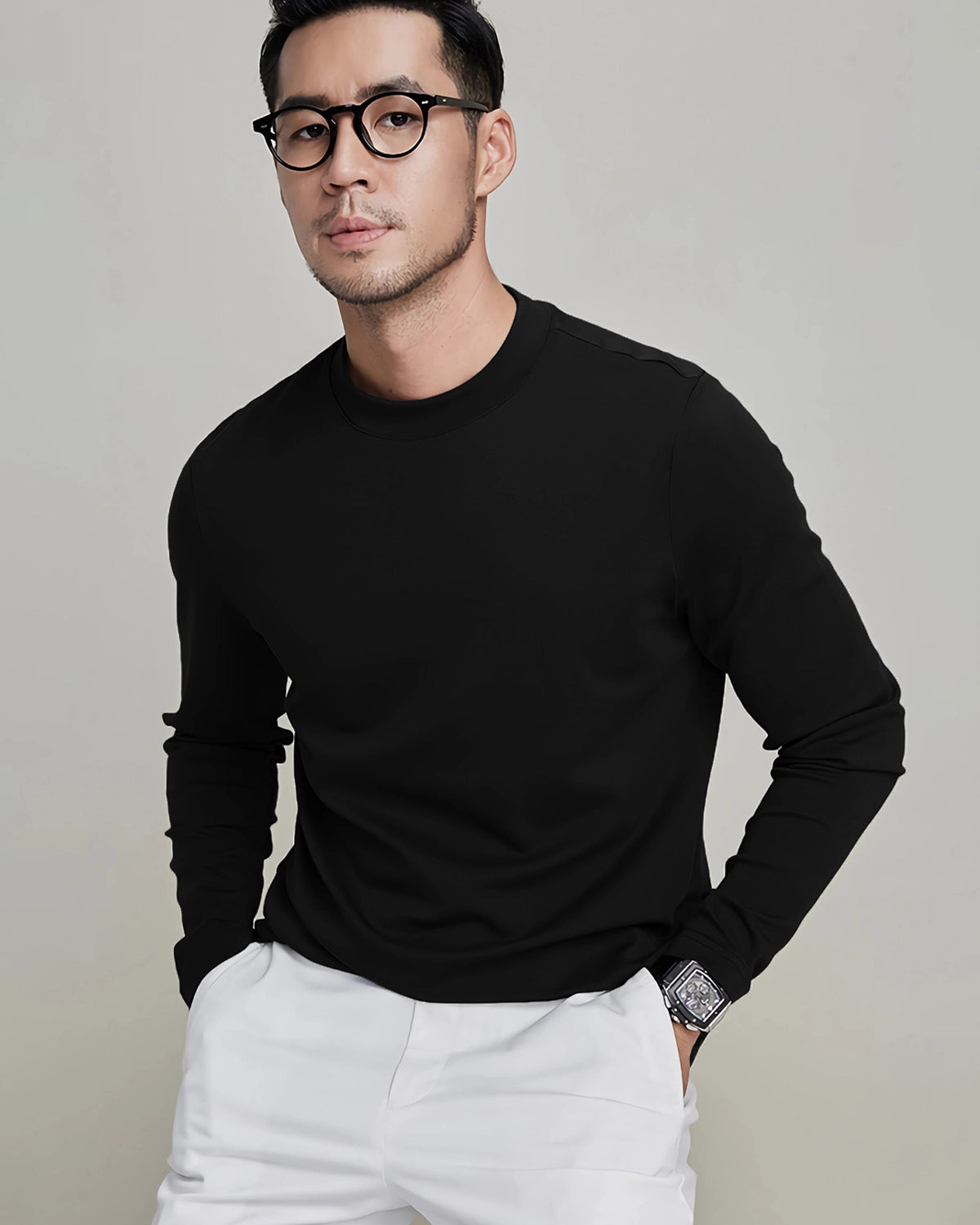 T-shirt Homme Manches Longues en Jersey de Soie