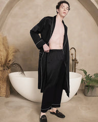 Robe de chambre longue pour homme en soie lavable