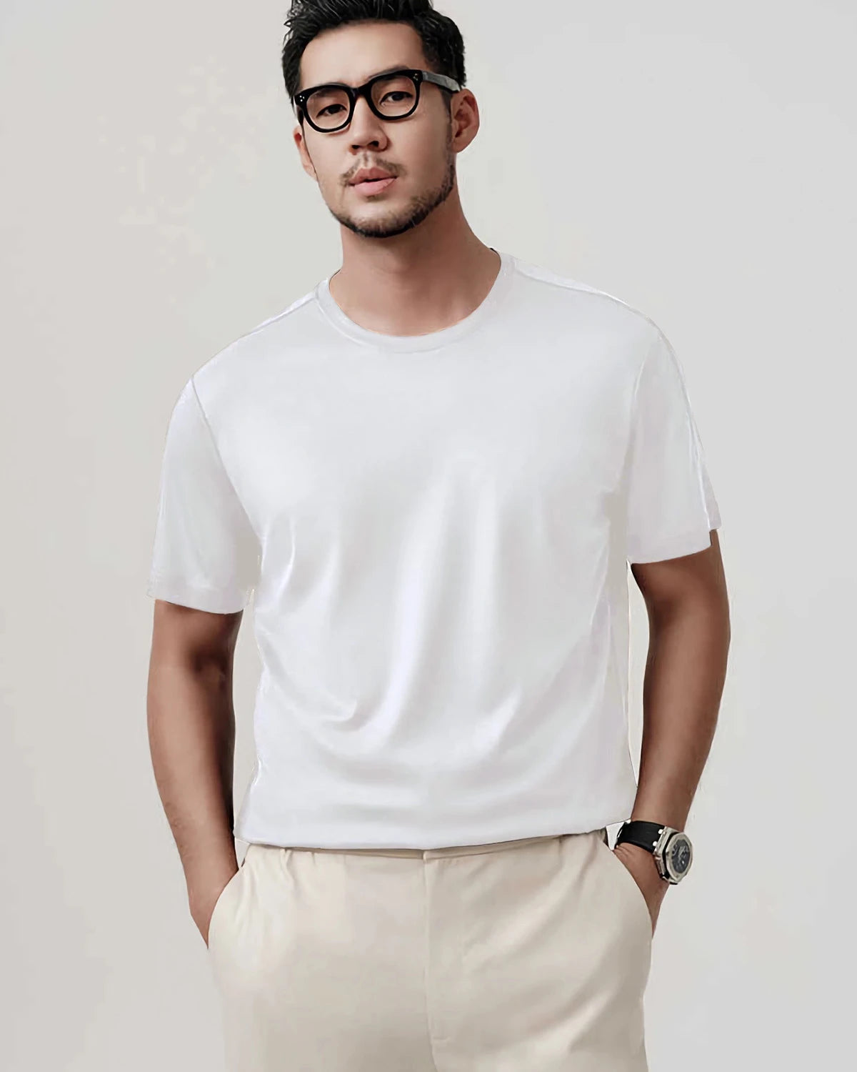 T-shirt en soie pour homme – Coupe décontractée