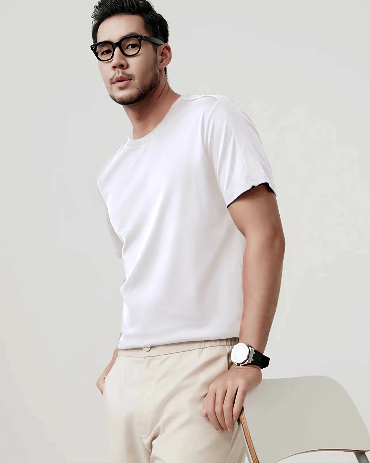 T-shirt en soie pour homme – Coupe décontractée