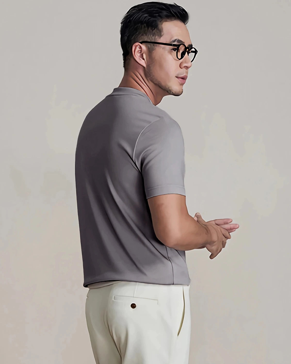 T-shirt ajusté en jersey de soie pour homme