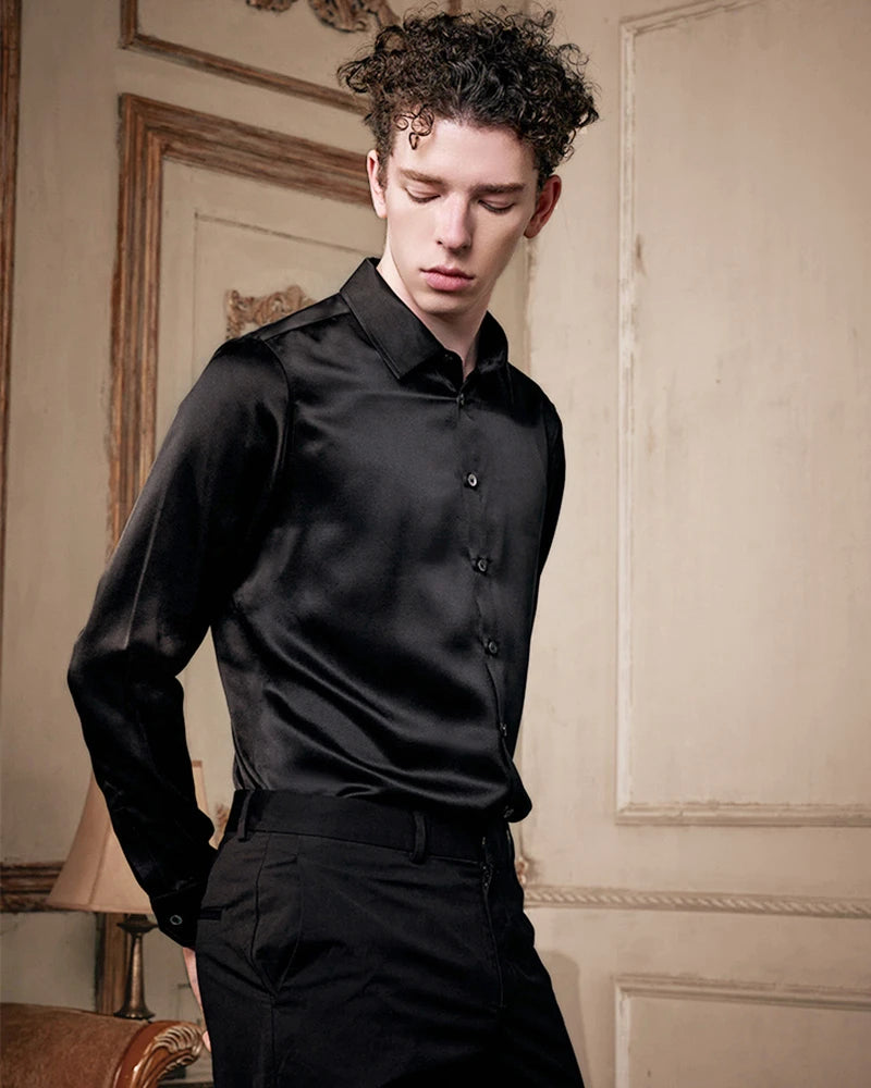 Chemise en soie homme lavable – manches longues