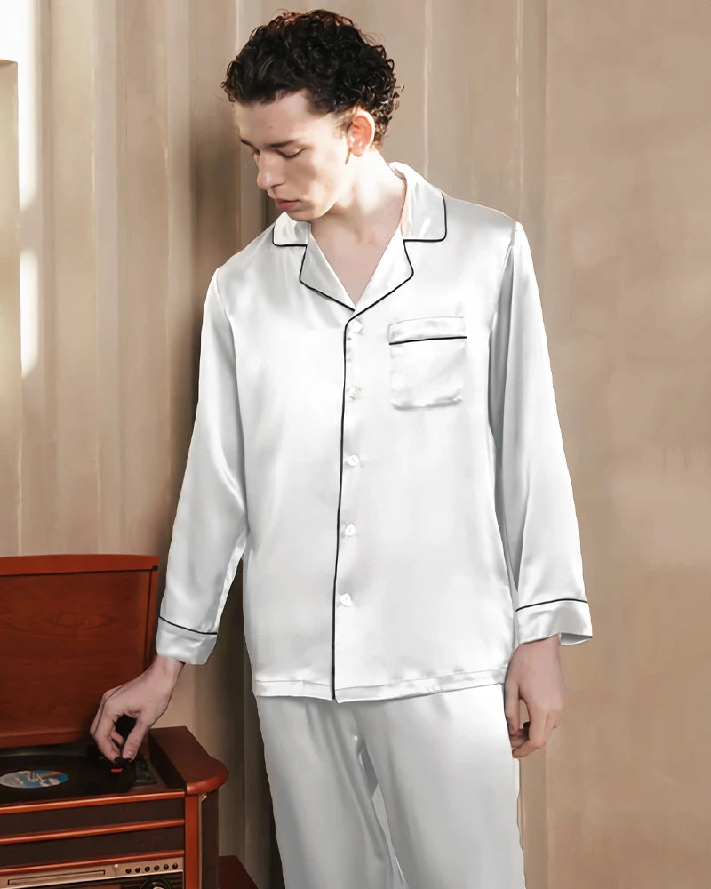 Ensemble de pyjama pour homme en soie lavable