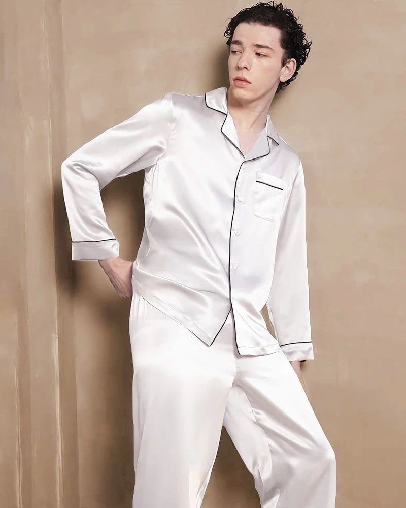 Ensemble de pyjama pour homme en soie lavable