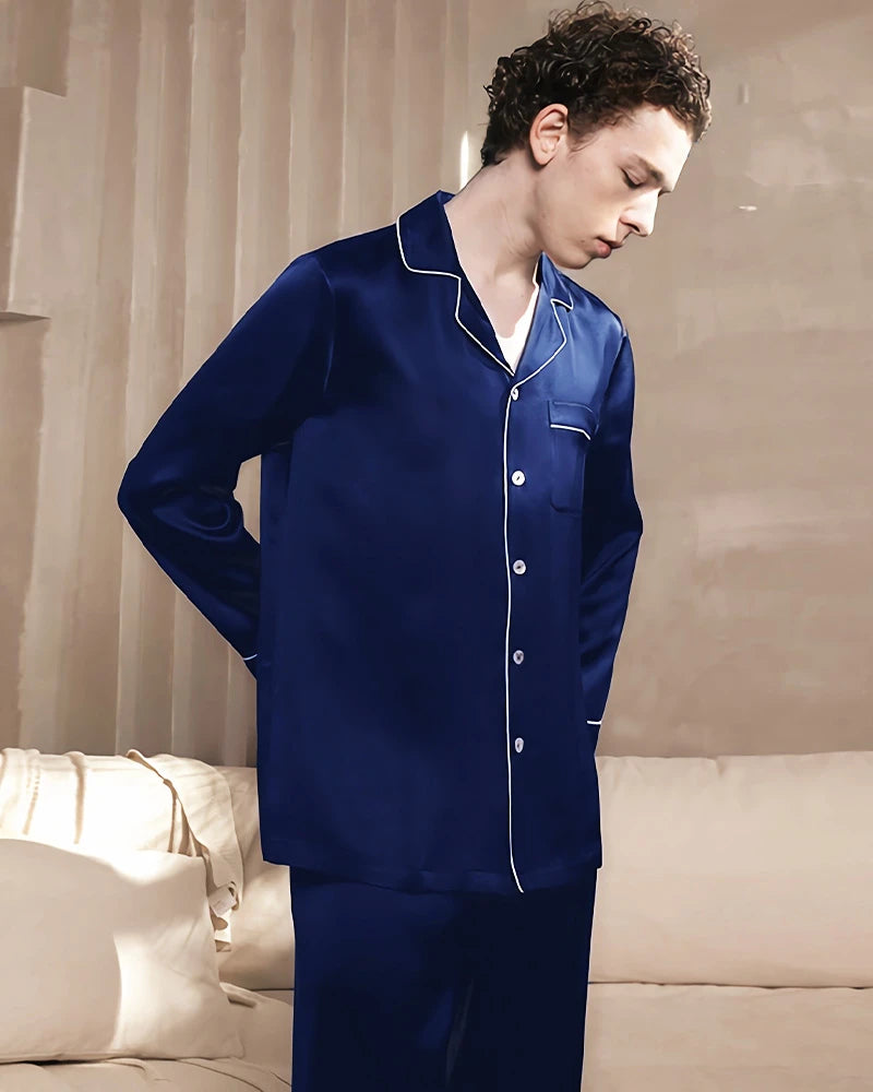Ensemble de pyjama pour homme en soie lavable