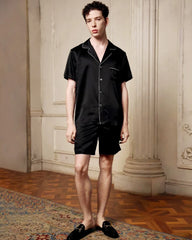 Pyjama court en soie lavable pour homme