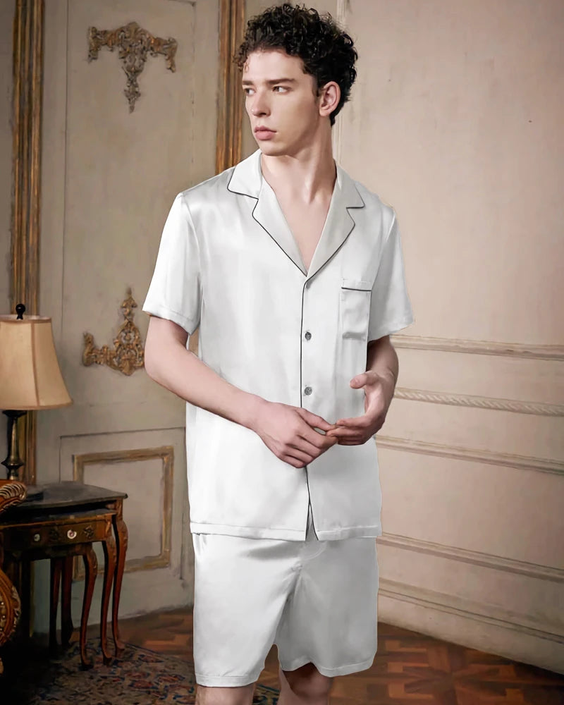 Pyjama court en soie lavable pour homme