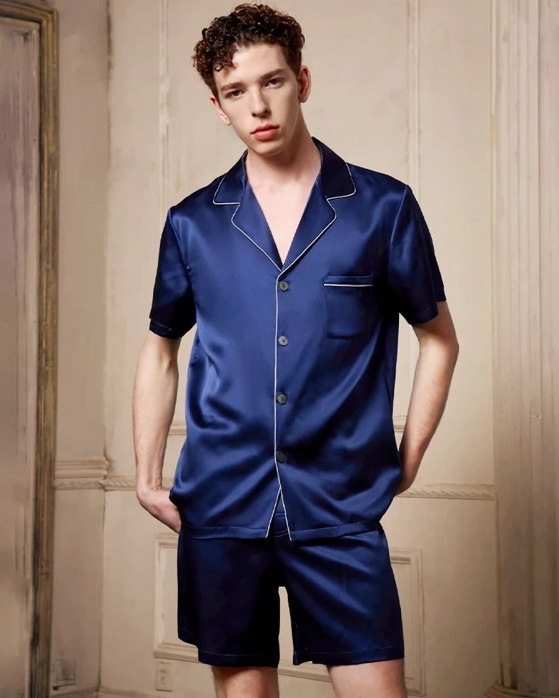 Pyjama court en soie lavable pour homme