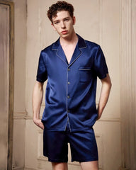 Pyjama court en soie lavable pour homme