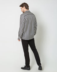 Chemise à Rayures Basique en Soie pour Homme