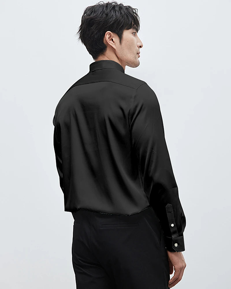 Chemise en soie lavable homme manches longues