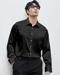 Chemise en soie lavable homme manches longues