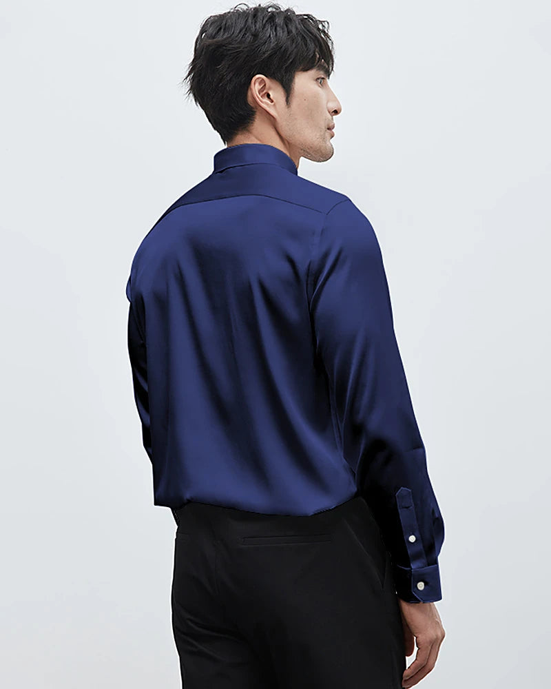 Chemise en soie lavable homme manches longues