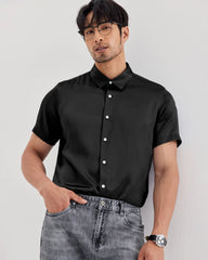 Chemise en soie lavable homme manches courtes