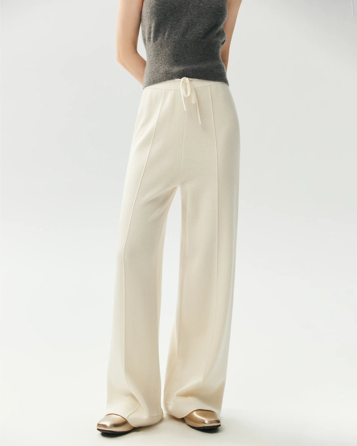 Pantalon en maille de laine mérinos à coupe droite