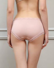 Culotte en Soie Tricotée à Taille Moyenne avec Large Dentelle