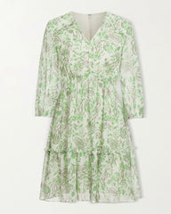 Robe mini en soie à motif cachemire vert menthe
