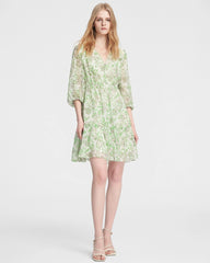 Robe mini en soie à motif cachemire vert menthe