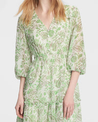 Robe mini en soie à motif cachemire vert menthe