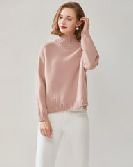 Pull en Cachemire à Col Montant et Tricot Nœud