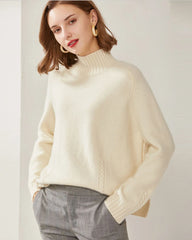 Pull en Cachemire à Col Montant et Tricot Nœud