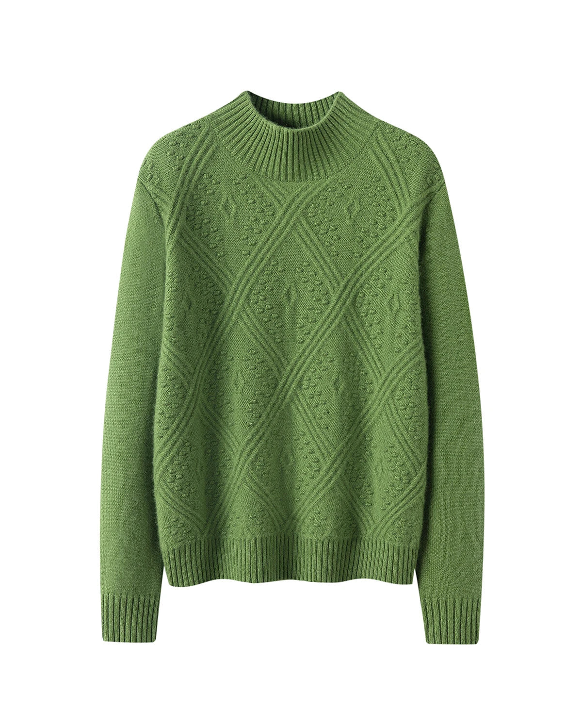 Pull en cachemire à col montant et motif losange