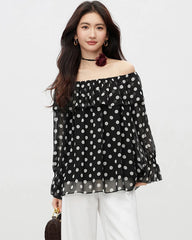 Blouse en georgette de soie à épaules dénudées
