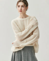 Pull oversize en soie et cachemire fleuri