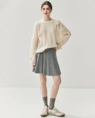 Pull oversize en soie et cachemire fleuri