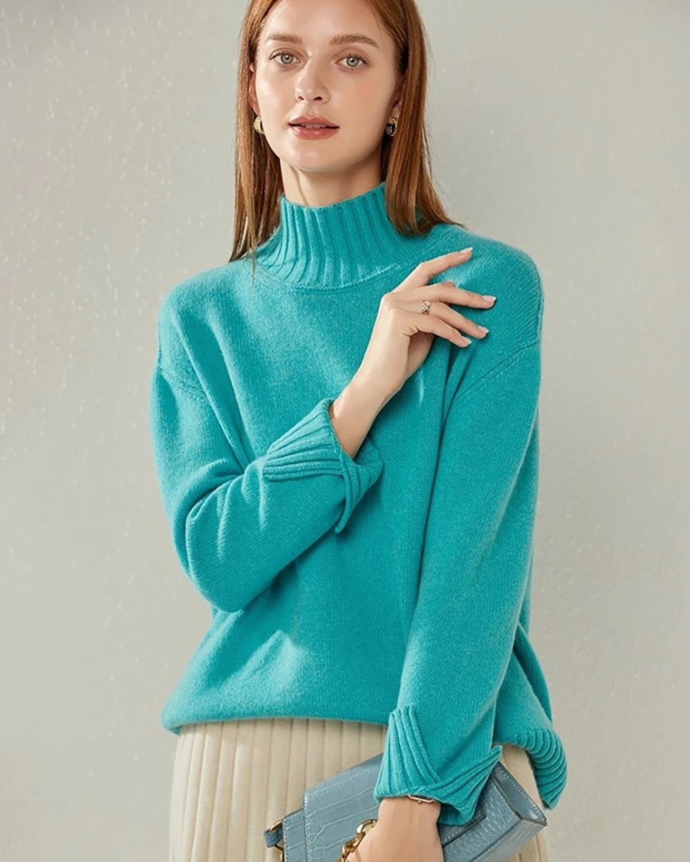 Pull en Cachemire Oversize à Col Montant