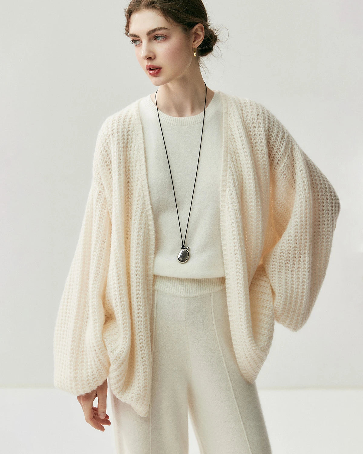Cardigan oversize en soie et cachemire