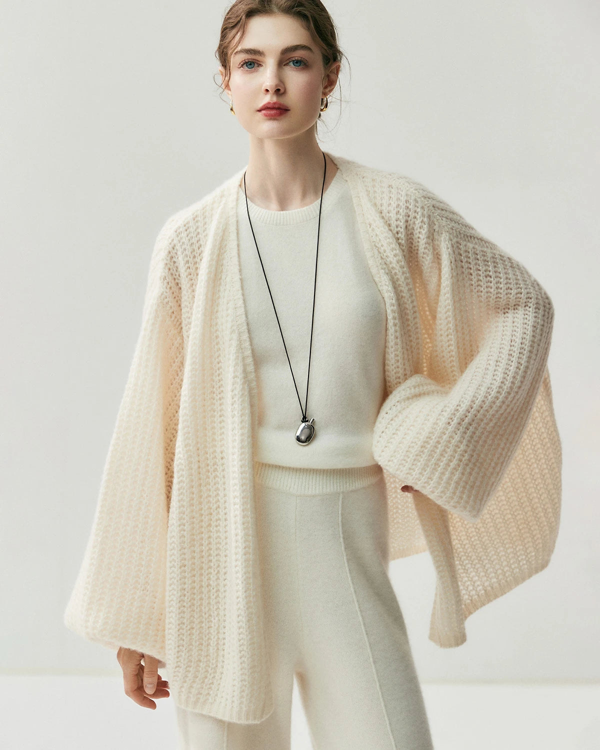 Cardigan oversize en soie et cachemire