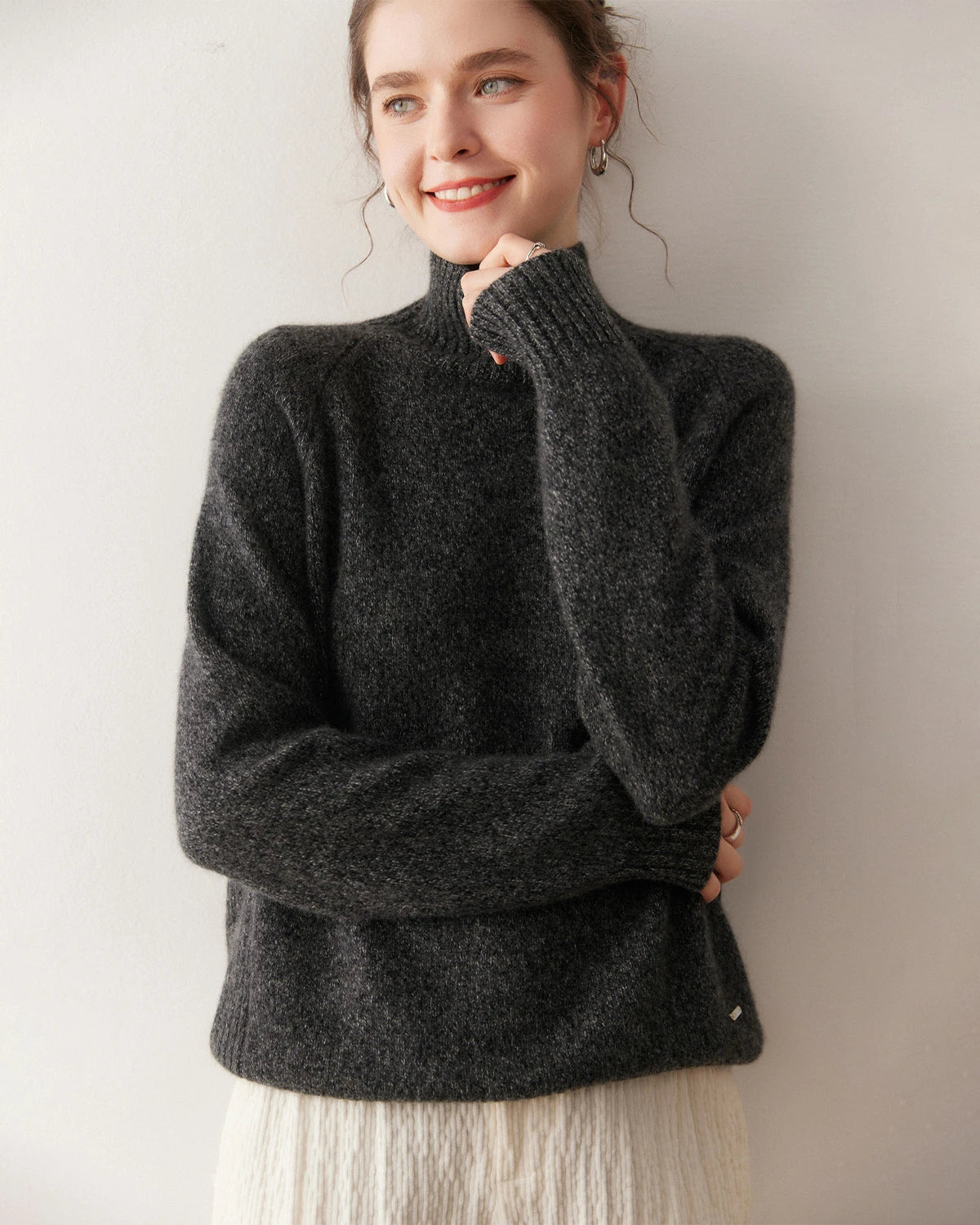 Pull à col roulé oversize en cachemire pour femme