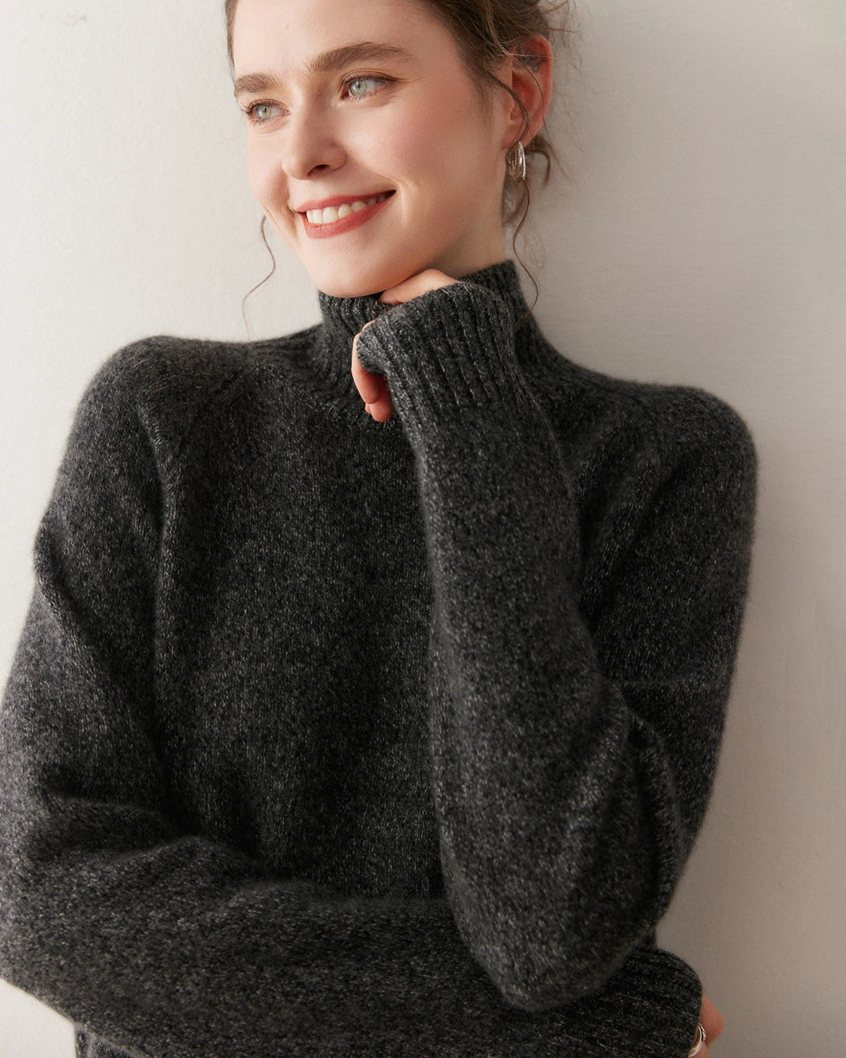 Pull à col roulé oversize en cachemire pour femme