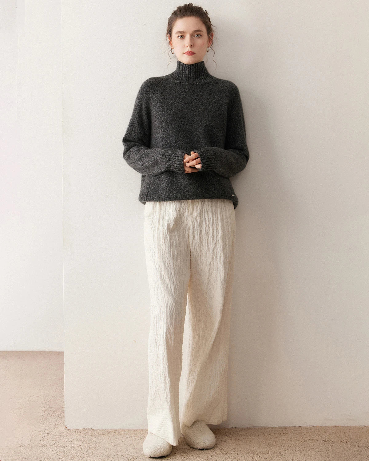 Pull à col roulé oversize en cachemire pour femme