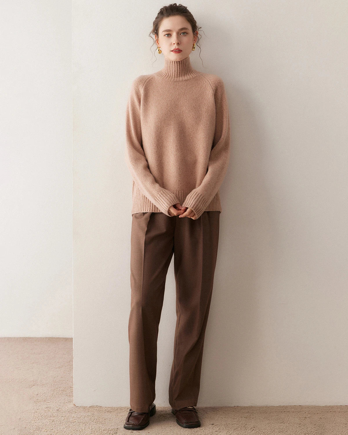 Pull à col roulé oversize en cachemire pour femme