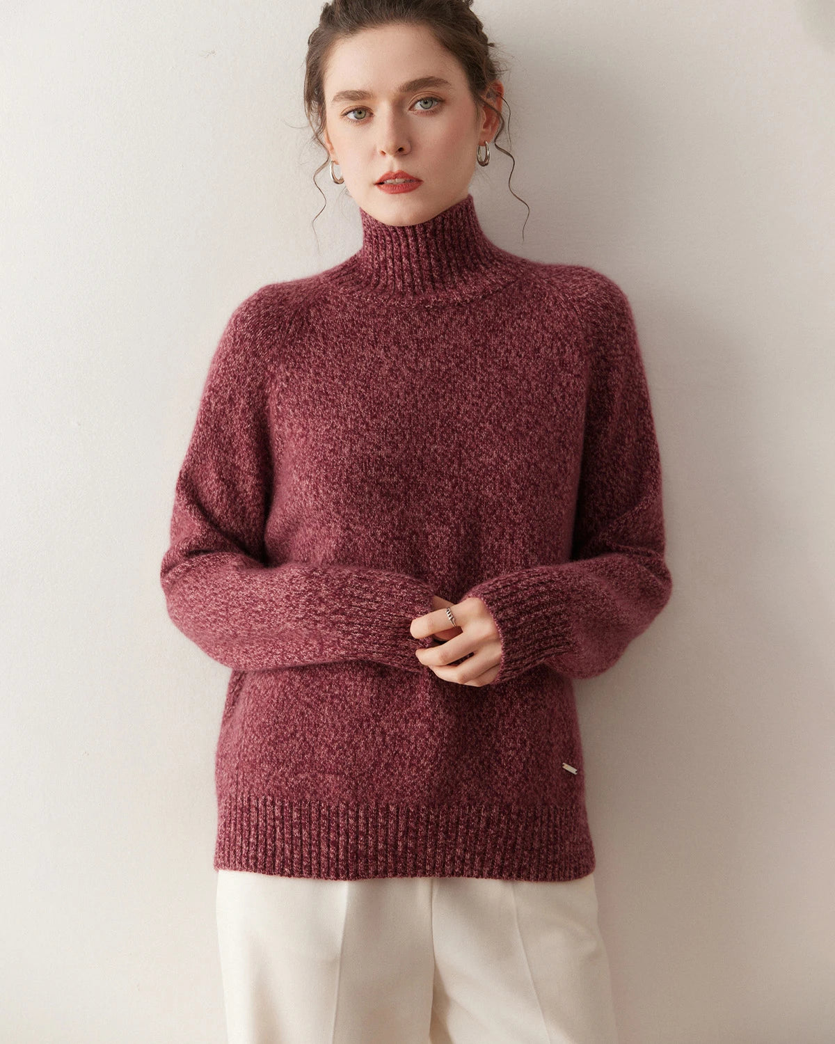Pull à col roulé oversize en cachemire pour femme