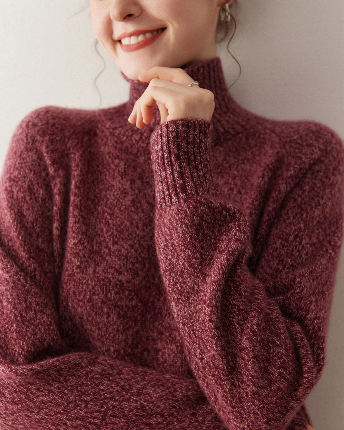 Pull à col roulé oversize en cachemire pour femme