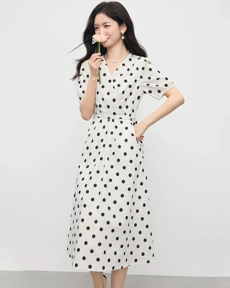 Robe en soie à pois – Manches courtes