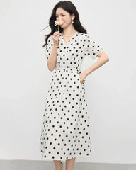 Robe en soie à pois – Manches courtes