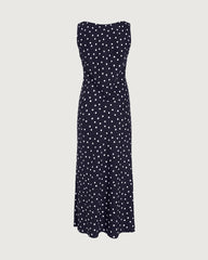 Robe midi en soie à pois coupée en biais avec dos bénitier