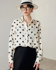 Blouse en soie à pois