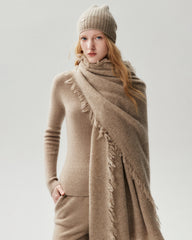 Écharpe en pur cachemire à franges