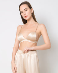 Soutien-Gorge Sans Fil en Soie Satinée 100% Doux et Respirant