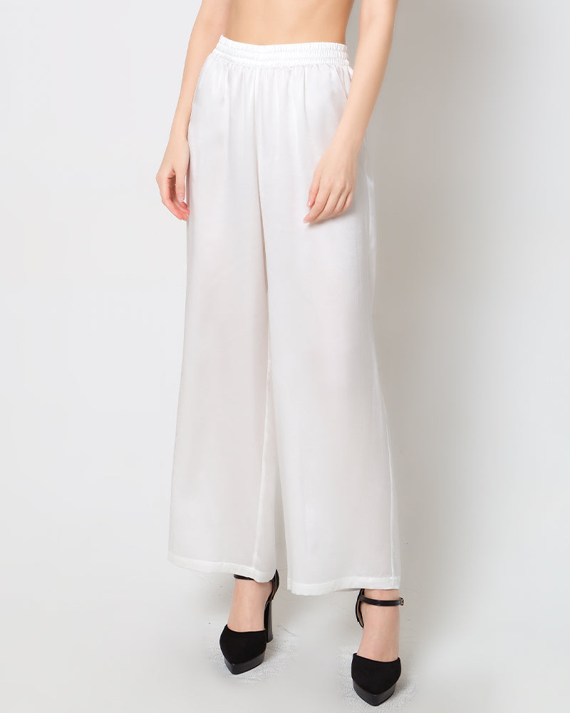Pantalon Large en Soie Satinée pour Femme