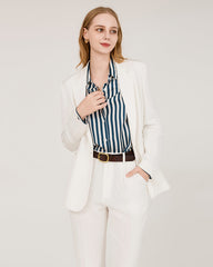 Chemise en Soie à Rayures Verticales Coupe Décontractée