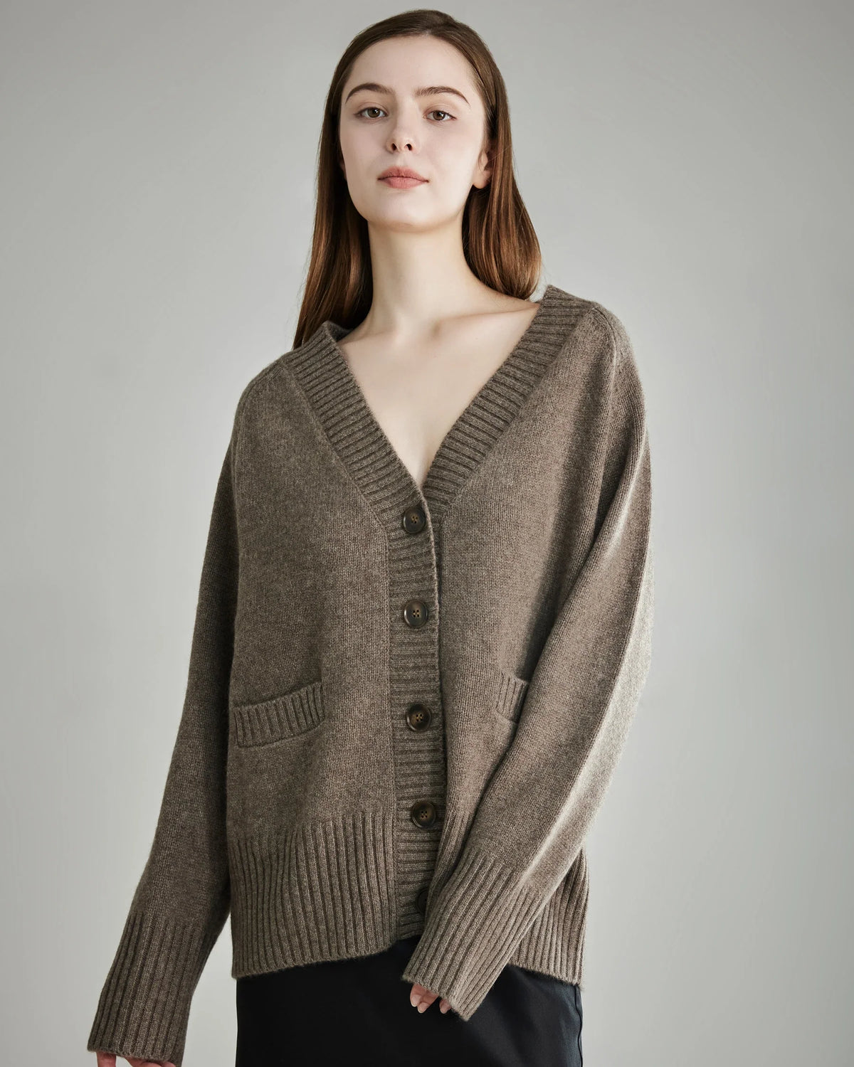 Cardigan en Cachemire à Col V Coupe Décontractée