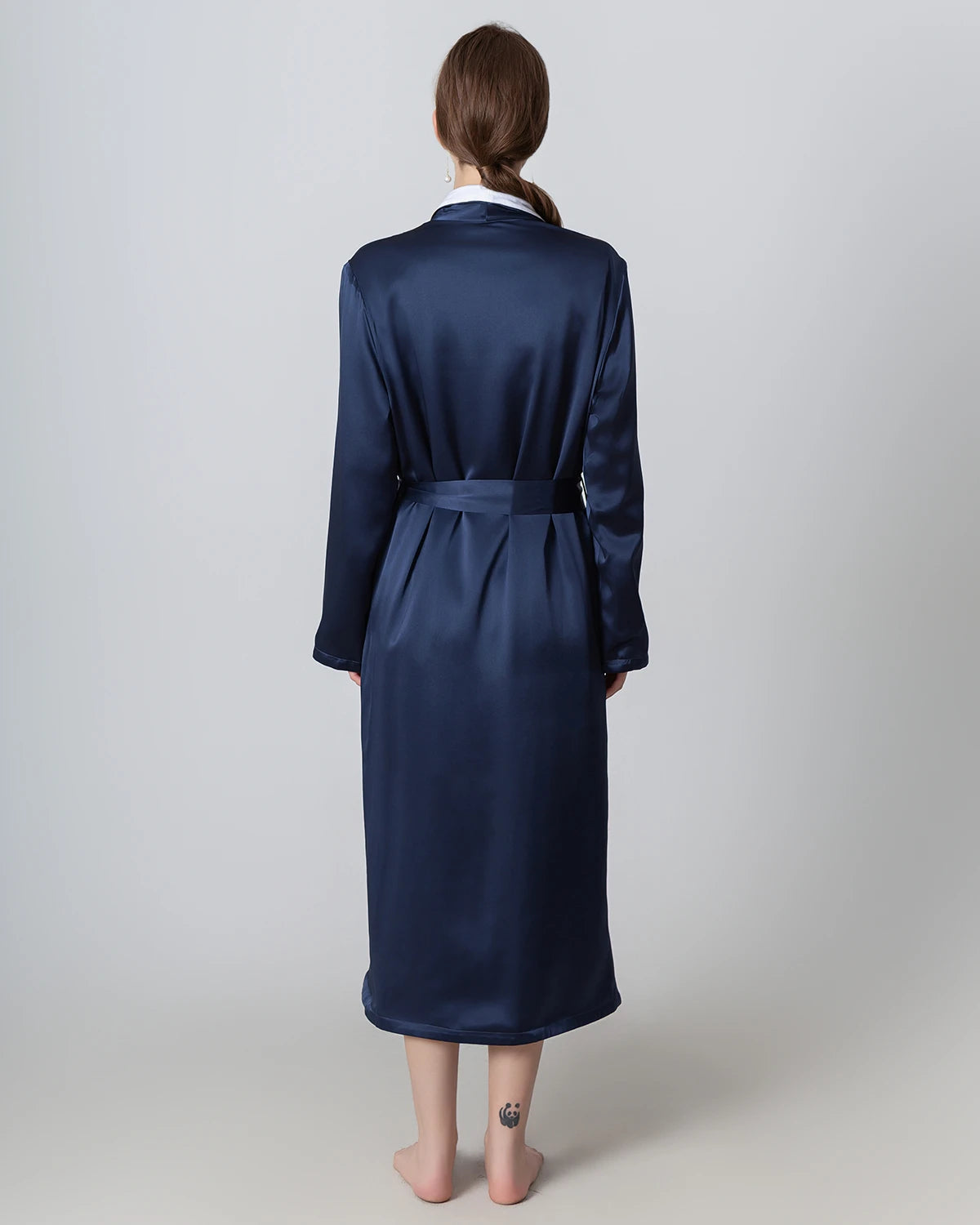 Robe Réversible en Soie et Velours pour l'Hiver Navy